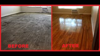 Refinishing 70 year old oak hardwood floors [upl. by Uhej]