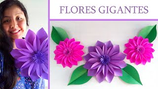 DIY  FLORES gigantes de papel  FLOR para decorar  paper flower  Muy Lindas 🌺 [upl. by Bullion164]