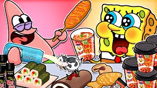 ANIMATION Spongebob Mukbang  KOREAN Convenience Store Food Mukbang Animation [upl. by Sharona]