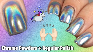 HOW TO USE CHROME POWDERS WITH REGULAR NAIL POLISH [upl. by Ayotac]