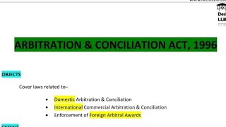 Arbitration amp Conciliation Act 1996  ADR [upl. by Garrik]