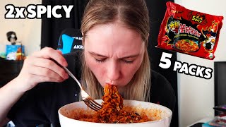 Korean 2x Spicy Fire Noodle Challenge [upl. by Yc]