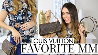 LOUIS VUITTON FAVORITE MM REVIEW  Whats in my bag strap options amp modeling shots  Shea Whitney [upl. by Anikes]