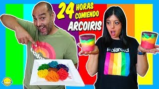 🌈 24 HORAS COMIENDO ARCOÍRIS  All Day eating Rainbow  Momentos Divertidos [upl. by Fernanda]