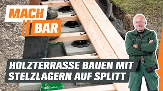 Holzterrasse bauen im Splittbett auf Stelzlagern  OBI [upl. by Naej389]