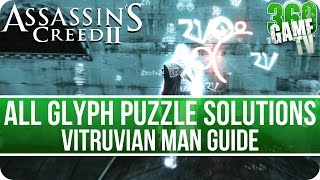 Assassins Creed II All Glyph Puzzle Solutions and Locations  Vitruvian Man AchievementTrophy Guide [upl. by Enohsal318]