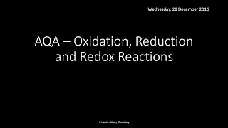 AQA 17 Oxidation reduction and redox reactions REVISION [upl. by Marjie]