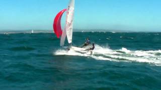 420 sailing reach with spinnaker 35 knots [upl. by Ativad]