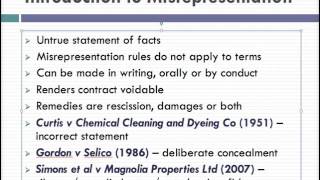 Misrepresentation Lecture 1 of 4 [upl. by Madora]