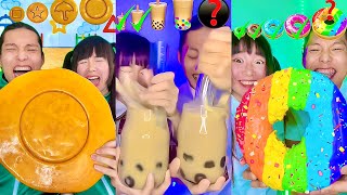 Rainbow Small to Giant Food Challenge Compilation Squid game Food🥵bubble tea boba Part6 [upl. by Akem]