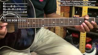 AMAZING GRACE Easy Guitar Solo Lesson With Backing Track EricBlackmonGuitar [upl. by Dorris]