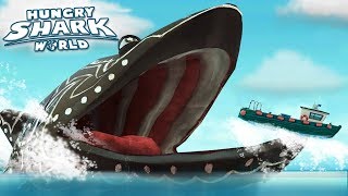 NEW Basking Shark Skin eats em ALL  Hungry Shark World  HD [upl. by Nlycaj264]