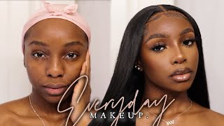 Detailed Flawless Everyday Soft Glam DARKSKIN WOC MakeUp Tutorial For Beginners [upl. by Terrijo]