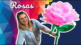 Rosas Gigantes de Papel Crepe 🌹 Roses Crepe DIY Craft Chuladas [upl. by Sivam332]