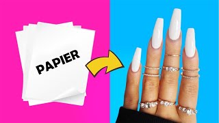 DIY  COMMENT FAIRE DES FAUX ONGLES IMPERMÉABLES À PARTIR DE quotPAPIERquot À LA MAISON  CLOUAGE [upl. by Enelrats]