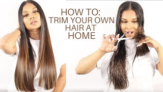 HOW TO TRIM YOUR OWN HAIR AT HOME  BEAUTY BY DN [upl. by Tterab564]