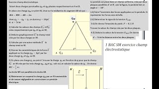 Ecercice 2 champ électrostatique 1ère BAC SM [upl. by Oisacin]