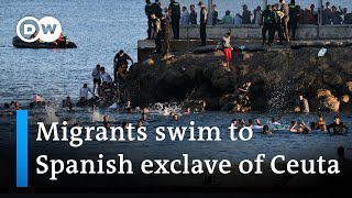 Record number of migrants reach Spanish exclave of Ceuta  DW News [upl. by Htaras]