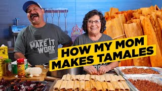 My Mom Teaches Me How to Make Tamales Brisket Pork Butt amp Chicken [upl. by Eeladnerb]