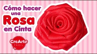 Cómo hacer una rosa en cinta fácil  How to make a ribbon rose DIY [upl. by Herbie]