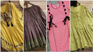 trendy short frock designs for girls 2021 summer lawn short frockkurti designs  tops design [upl. by Enirehs]