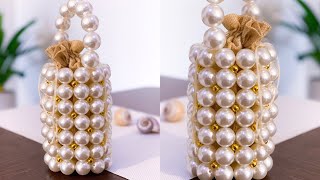 DIY VINTAGE PEARL BEADED BAG  PEARL BEAD BAG  BYWINNIE [upl. by Teiv393]