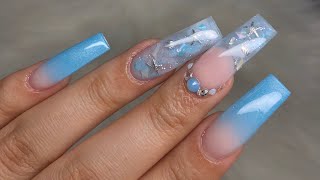 Ocean Blue Nails 🐚🌊  Nail Drill Review  Acrylic Nails Tutorial [upl. by Budd]