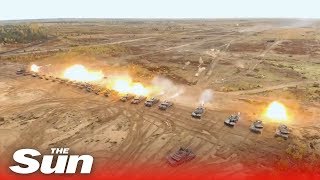 NATO tests a twentyfive tank barrage [upl. by Ylus778]