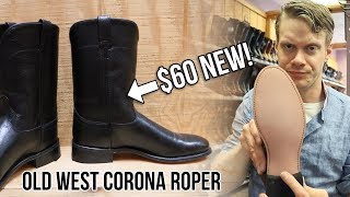 Reviewing Cheap Cowboy Boots 💵Old West Corona Ropers [upl. by Namreg852]