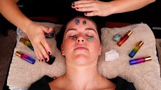 ASMR Gemstone Facial with Color Therapy for Stressful Energy Healing [upl. by Kenwee]