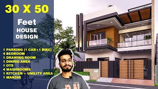 3050 house plan 165 Gaj  4BHK  CENTRAL COURTYARDOTS 30 50 house design duplex DV Studio [upl. by Alleuqcaj]