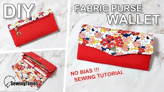 DIY FABRIC PURSE WALLET SEWING TUTORIAL  지갑만들기  no bias  zipper pocket  pattern sewingtimes [upl. by Pedro708]