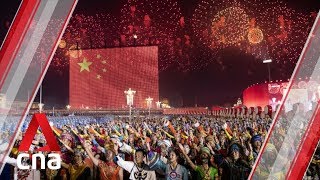 Massive fireworks display for Chinas 70th anniversary [upl. by Erodasi]