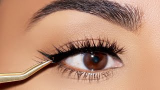 How To APPLY FALSE EYELASHES WITHOUT GLUE [upl. by Aihtnamas284]