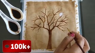 Easy coffee painting for beginner  Simple coffee Art [upl. by Elocen]